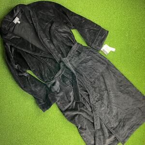Vintage NWT Croft&Barrow Unisex Black Velour Belted Bath Robe One Size